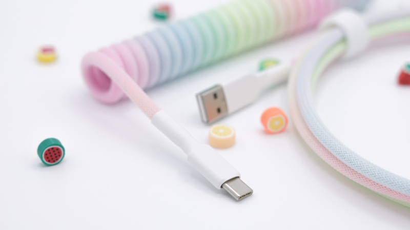 Pastel rainbow custom keyboard cable