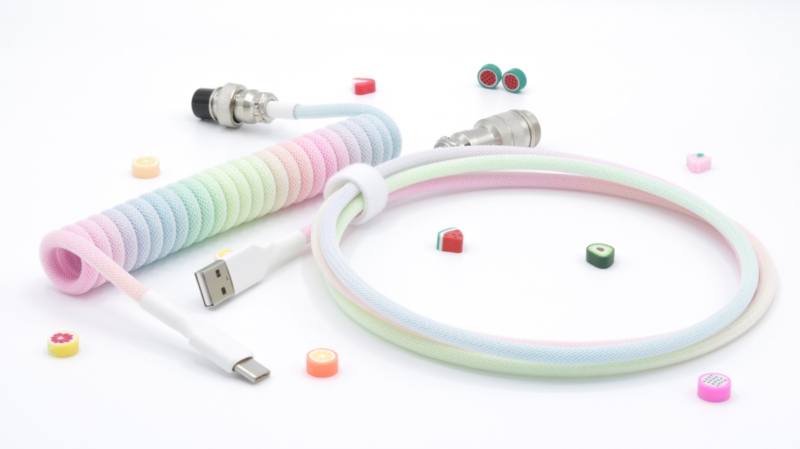 Pastel rainbow custom keyboard cable