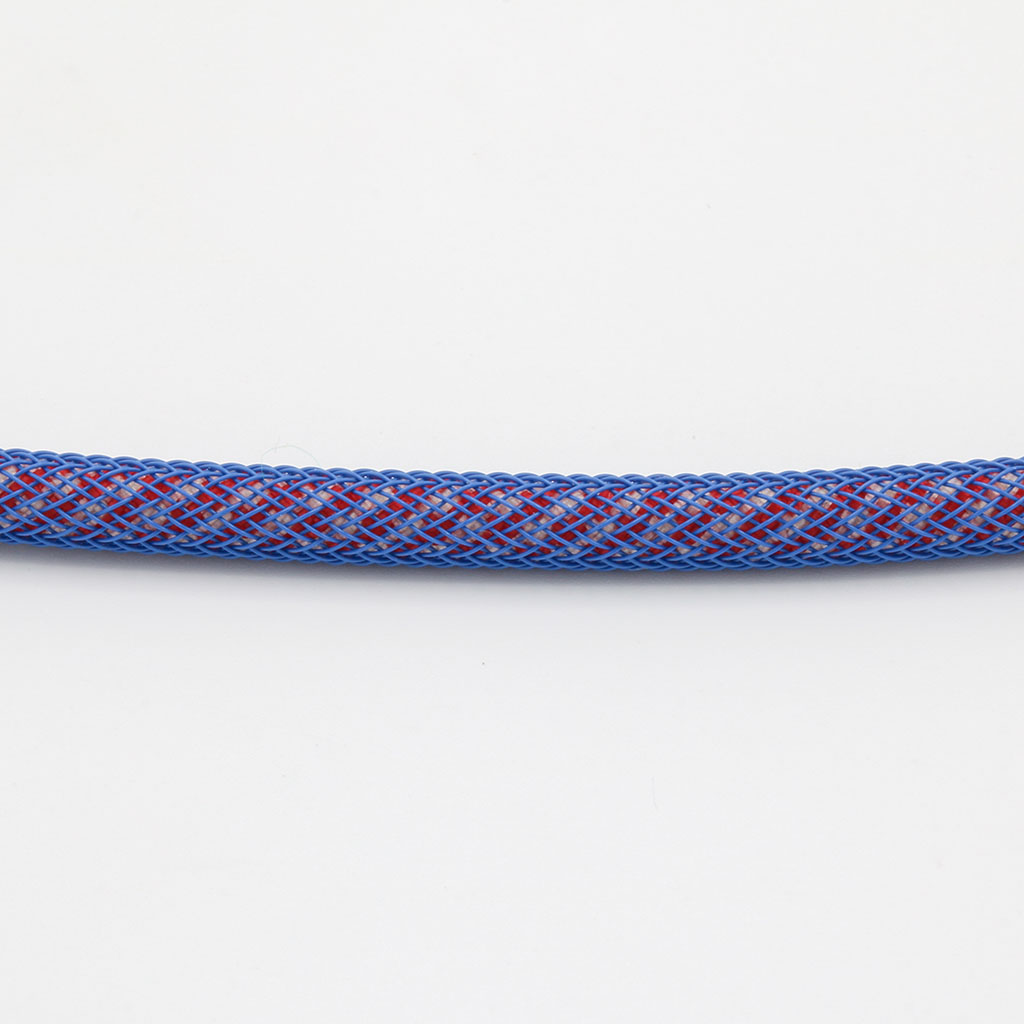 Red and White Paracord with Blue Techflex