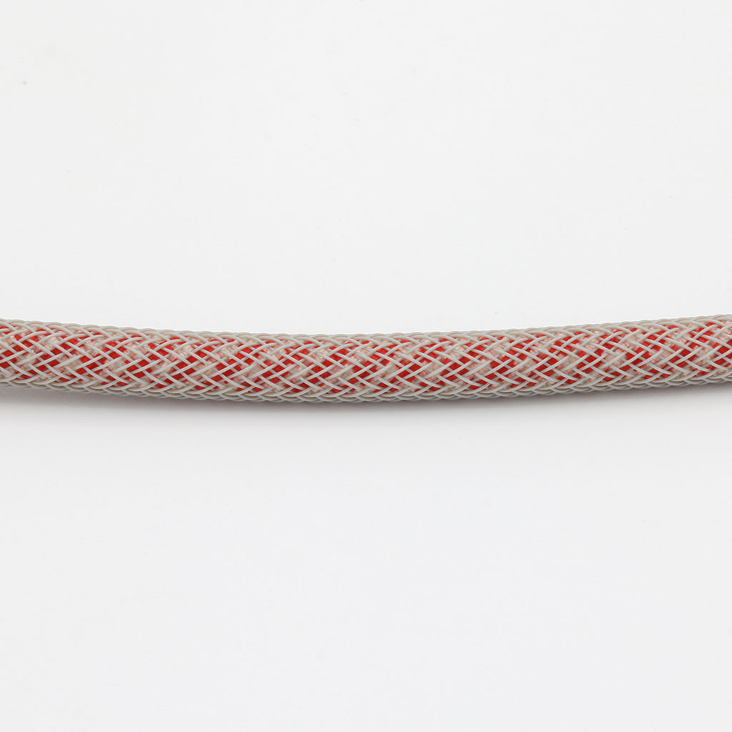 Red and White Paracord with Grey Techflex
